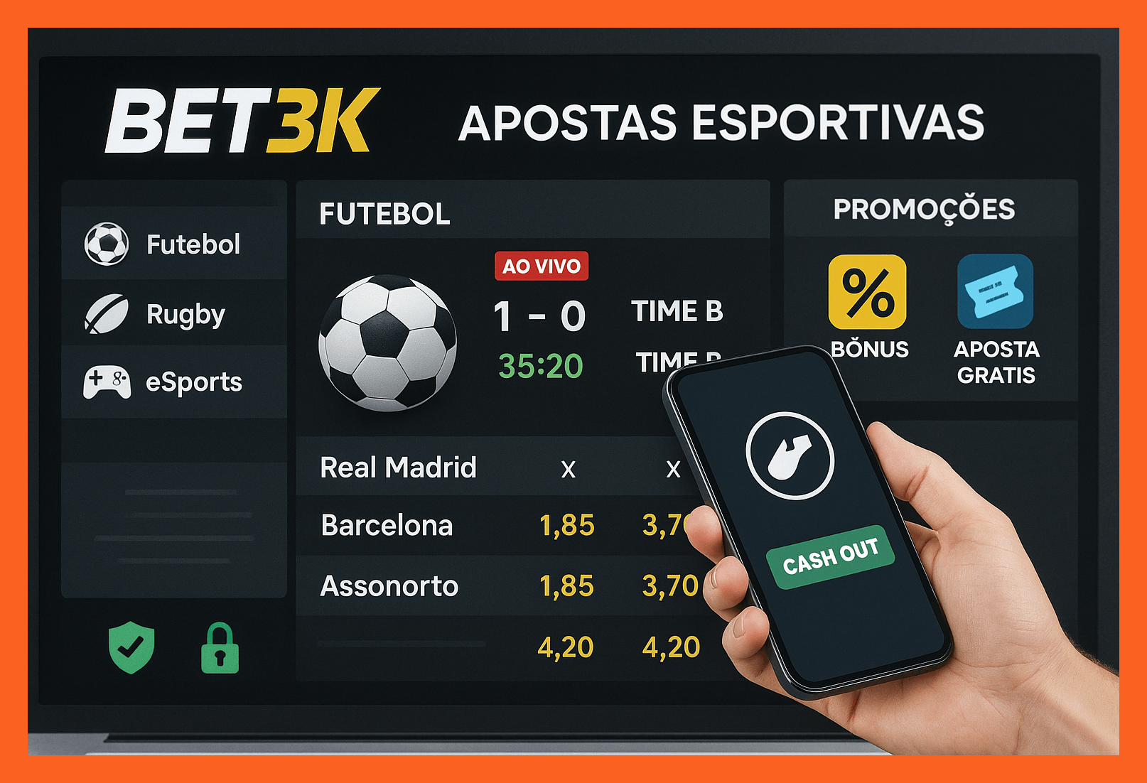 Aposte em apostas esportivas no cassino online BET3K